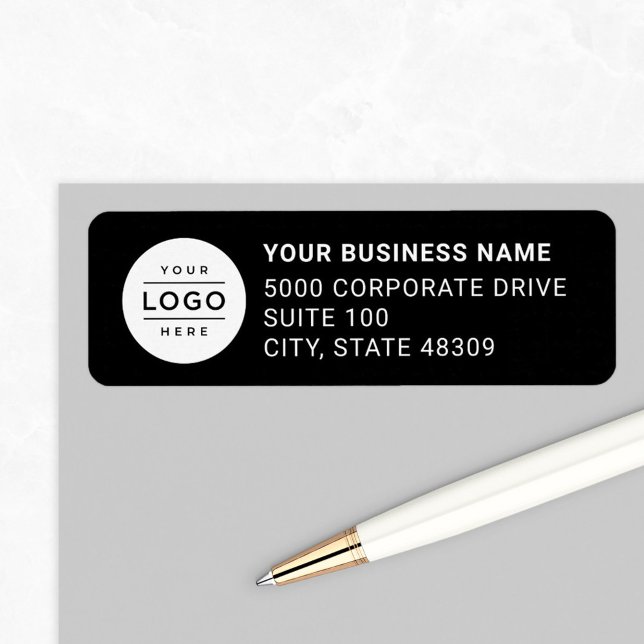 Étiquette Logo d'entreprise personnalisé Black Company Adres (Créateur téléchargé)