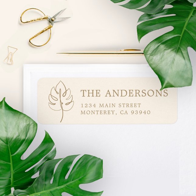 Étiquette Logo du Mariage Monogramme Monstera Personnalisé (Créateur téléchargé)