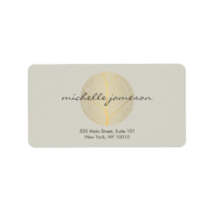 Étiquette Logo Elegant Gold Leaf sur Tan