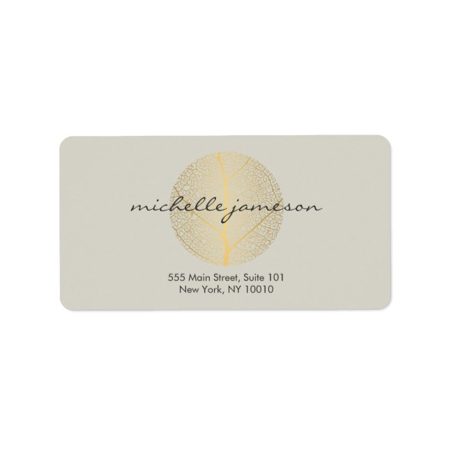 Étiquette Logo Elegant Gold Leaf sur Tan (Devant)