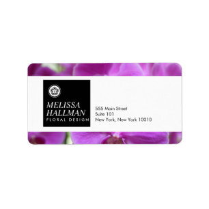 Étiquette Logo floral minimaliste de luxe avec orchidées vio