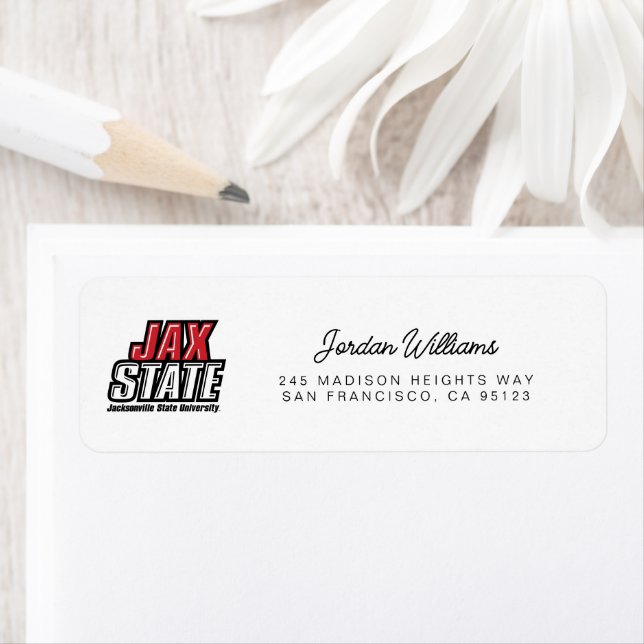 Étiquette Logo JAX STATE de Jacksonville State University (En situation)