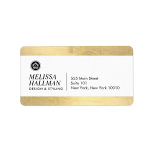 Étiquette Logo minimaliste Luxe Floral Designer Faux Gold