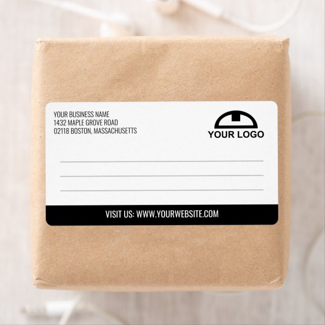 Étiquette Logo noir blanc minimaliste Livraison pratique (En situation)