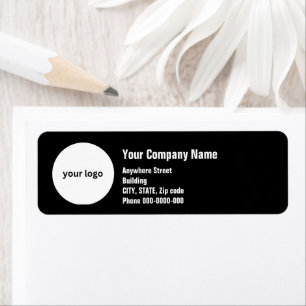 Étiquette logo noir clair simple adresse professionnelle