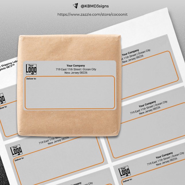 Étiquette Logo personnalisé gris noir orange Adresse profess (Gray Black Orange Custom Logo Business Address Label)
