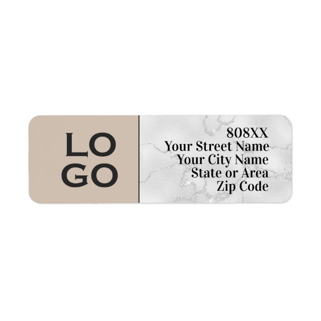 Étiquette Logo personnalisé sur le beige et le marbre (Devant)