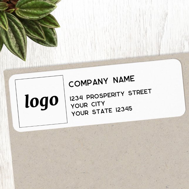 Étiquette Logo simple Adresse de retour de l'entreprise (Simple logo with custom text business branding promotional return address label)