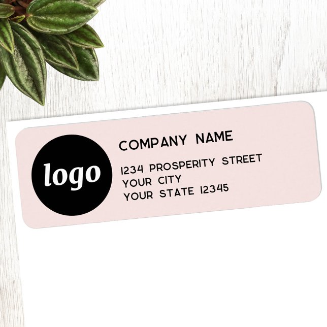 Étiquette Logo Simple Blush Pink Company Adresse de retour (Logo blush pink promotional business return address label)