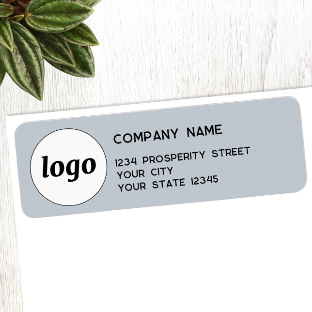 Étiquette Logo simple Powder Blue Company Adresse de retour (Logo and custom text professional company return address label)