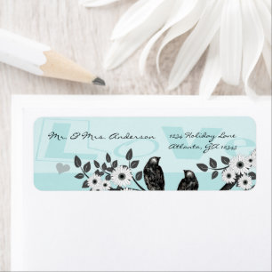 Étiquette Loisirs vintages Aqua Blue Blooming Tree