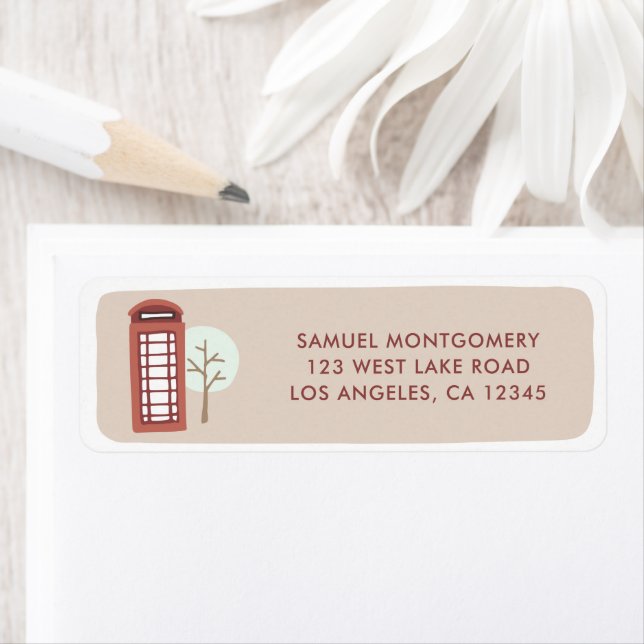 Étiquette London Red Telephone Box Holiday Adresse de retour (En situation)