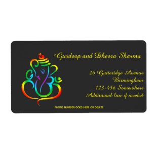 Étiquette Lord Ganesha coloré sur noir