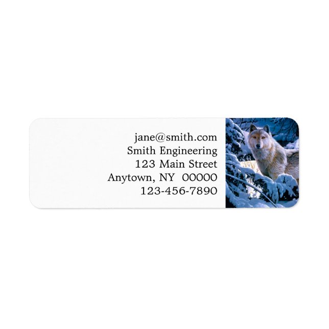 Étiquette Loup dans la peinture de la forêt d'hiver (Devant)