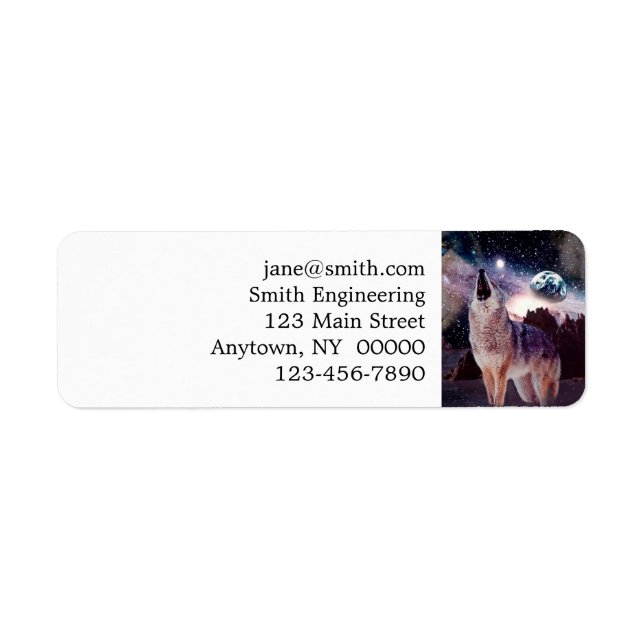 Étiquette Loup hurlant à travers l'univers (Devant)