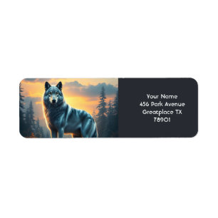Étiquette Loup mignon Imaginaire Sur Rocher
