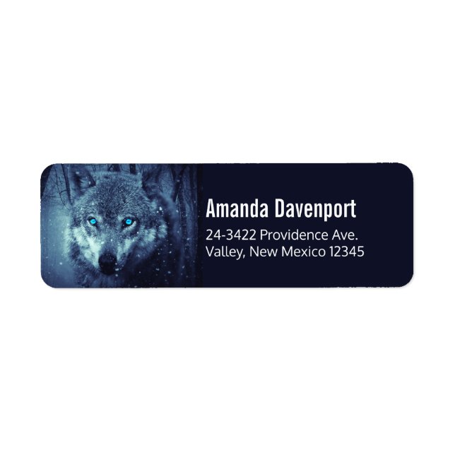 Étiquette Loup sauvage magique aux yeux bleus Extraordinaire (Devant)