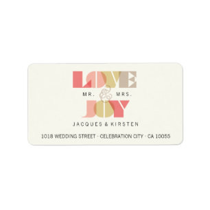 Étiquette Love And Jove Clear Geo Typography Mariage de vaca