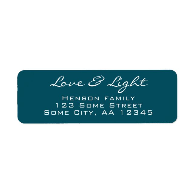 Étiquette Love and Light Script Blue Green Christmas Adresse (Devant)
