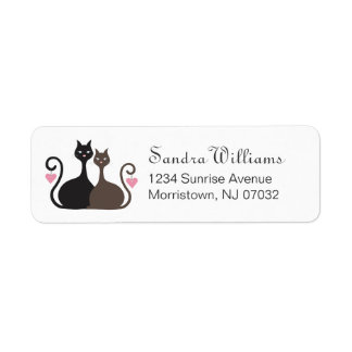 Étiquette Love Cats Design Custom Return Address Label