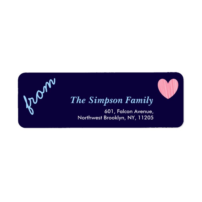 Étiquette Love Holiday Collection Pink Heart Adresse de reto (Devant)