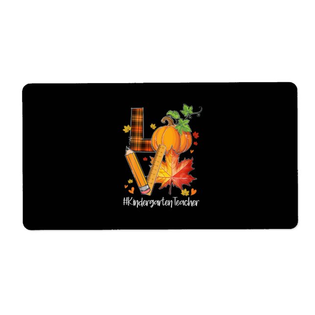 Étiquette LOVE Kindergarten Teacher Fall Leaves Autumn (Devant)