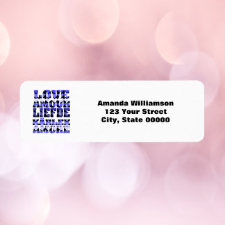 Étiquette Love Languages Blue Personnaliser Adresse de retou