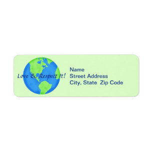 Étiquette Love Respect Earth Globe Retourner l'adresse Label
