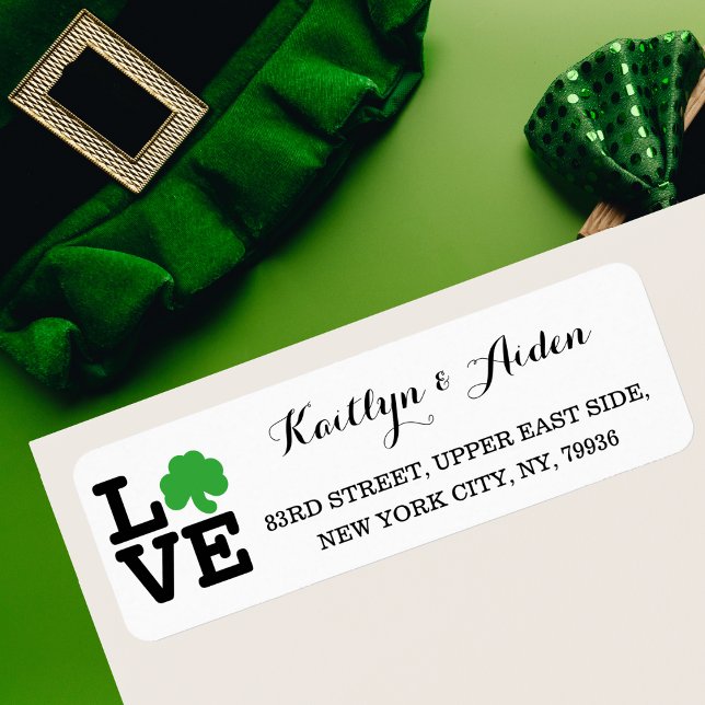 Étiquette Love Shamrock Irlandais Clover Jour de la Saint Pa (Love Shamrock Irish Clover Custom St Patricks Day Label)