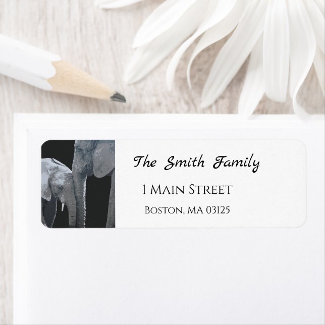 Étiquette Love You More, Elephant Original Art Address (En situation)