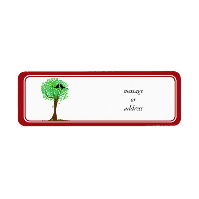 Étiquette Lovebirds in Tree of Hearts - Amour d'été (Devant)