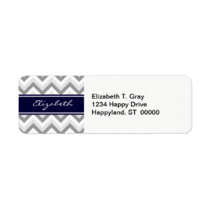 Étiquette Lt Grey Med Grey Blanc Chevron Nom de la marine Mo