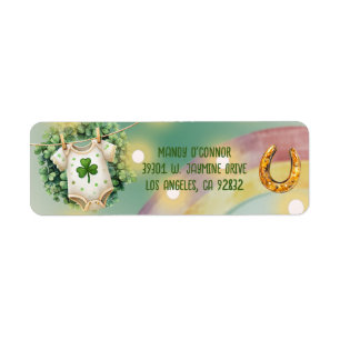 Étiquette Lucky Charm Shamrock et Baby shower Rainbow