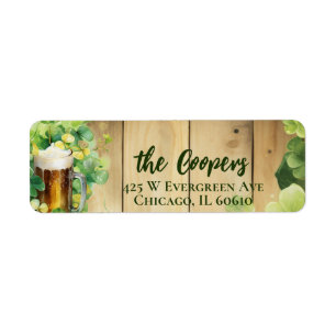 Étiquette Lucky Clover Bière Adresse de retour