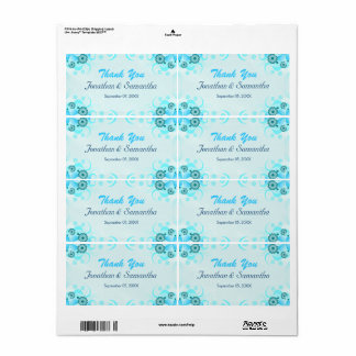 Étiquette Lumière Aqua Blue Turquoise Floral Grand Mariage F