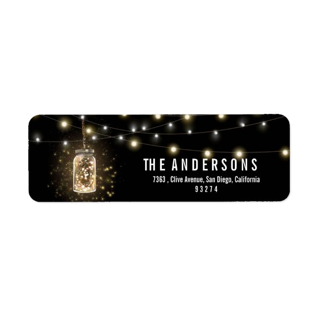 Étiquette Lumières à cordes de jarres de Mason rustique (Devant)