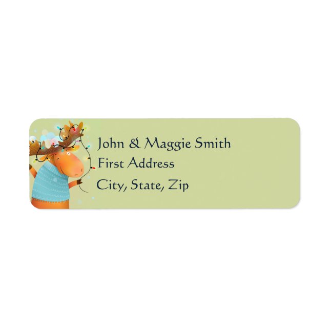 Étiquette Lumières de Noël amusantes Cartoon animal d'origna (Devant)