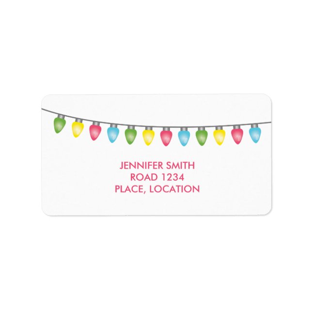 Étiquette Lumières de Noël colorées (Devant)