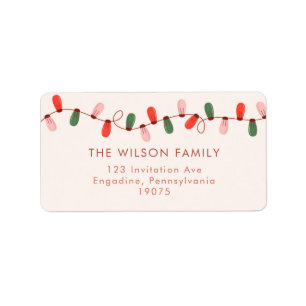 Étiquette Lumières de Noël Joyeux coloré Adresses de Noël