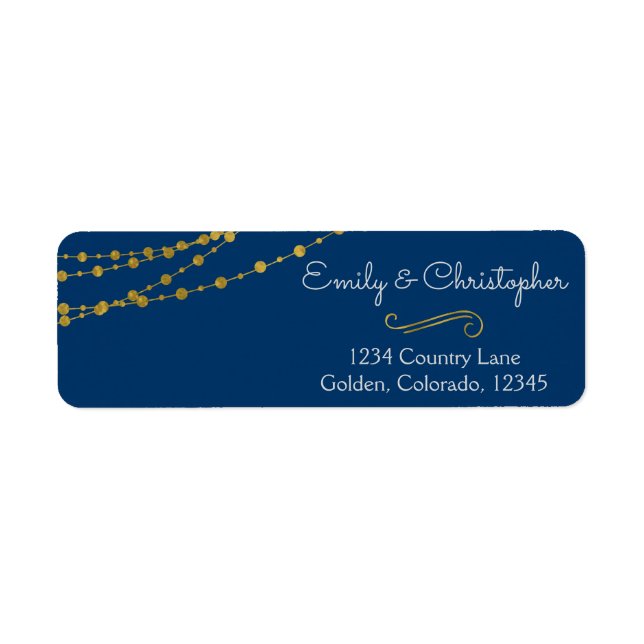 Étiquette Lumières et Mariage de script Gold Foil (Devant)