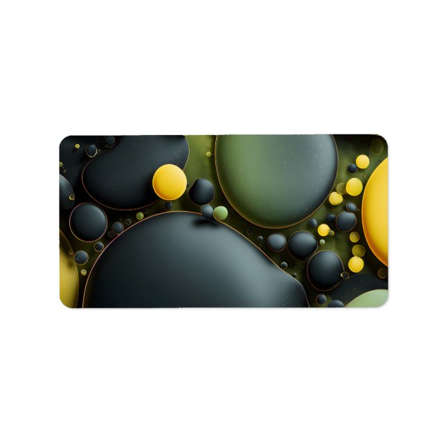 Étiquette Luminous Fluid Dynamics: Yellow and Green Abstract (Devant)