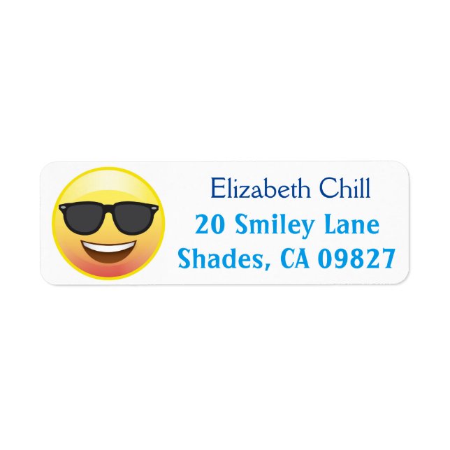 Étiquette Lunettes de soleil cool Happy Emoji Adresse de ret (Devant)