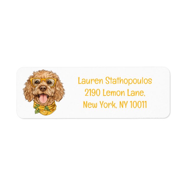 Étiquette Lunettes de soleil pour chien Goldendoodle mignon  (Devant)