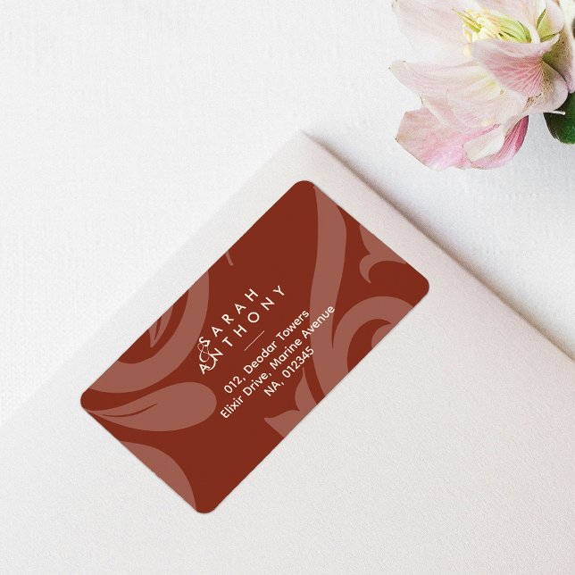 Étiquette Lush Sienna Damask Classic Mariage Adresse (Créateur téléchargé)