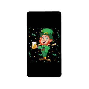Étiquette Lutin buvant de la bière St. Patrick's Day