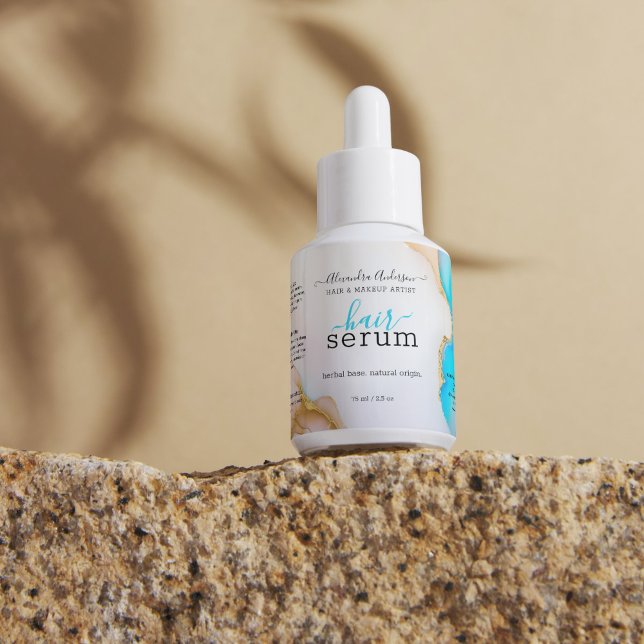 Étiquette Luxe Blue White Gold Holographic Agate Produit (Luxury Blue White Gold Holographic Agate Product Label)