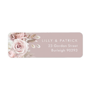 Étiquette Luxe Blush Modern Mariage Adresse de retour