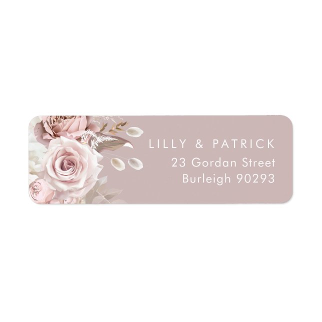 Étiquette Luxe Blush Modern Mariage Adresse de retour (Devant)