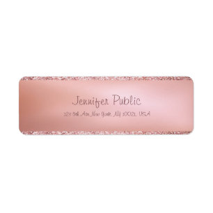 Étiquette Luxueux Rose élégant Gold Modern Script Retour