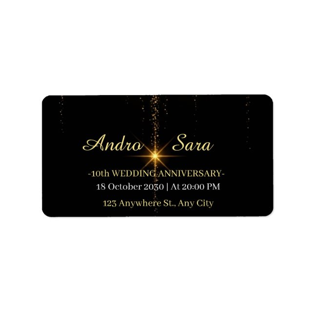 Étiquette Luxury Black and Gold Wedding Return Address Label (Devant)